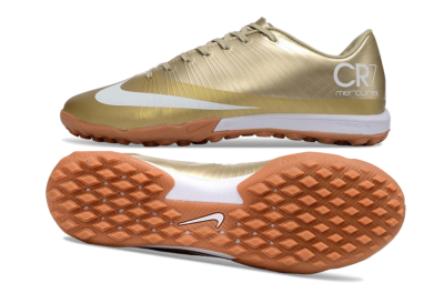 Men's Nike Air Zoom Mercurial Vapor 16 Elite TF Artificial Turf Low-Tops Football Shoes - Gold/Champagne Gold/Peach Orange