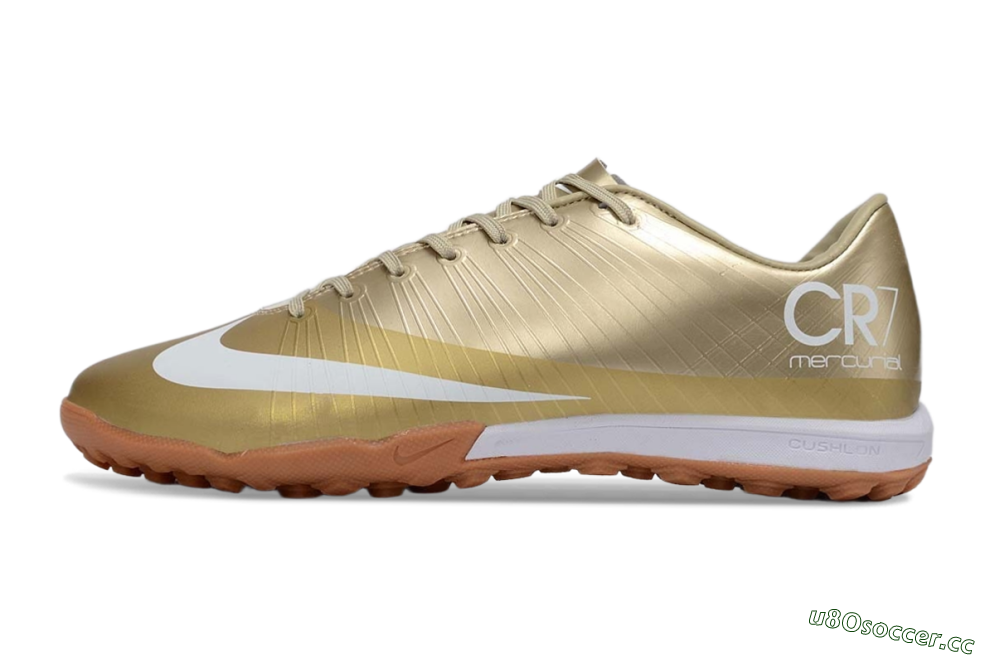 Men's Nike Air Zoom Mercurial Vapor 16 Elite TF Artificial Turf Low-Tops Football Shoes - Gold/Champagne Gold/Peach Orange 0