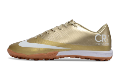 Men's Nike Air Zoom Mercurial Vapor 16 Elite TF Artificial Turf Low-Tops Football Shoes - Gold/Champagne Gold/Peach Orange