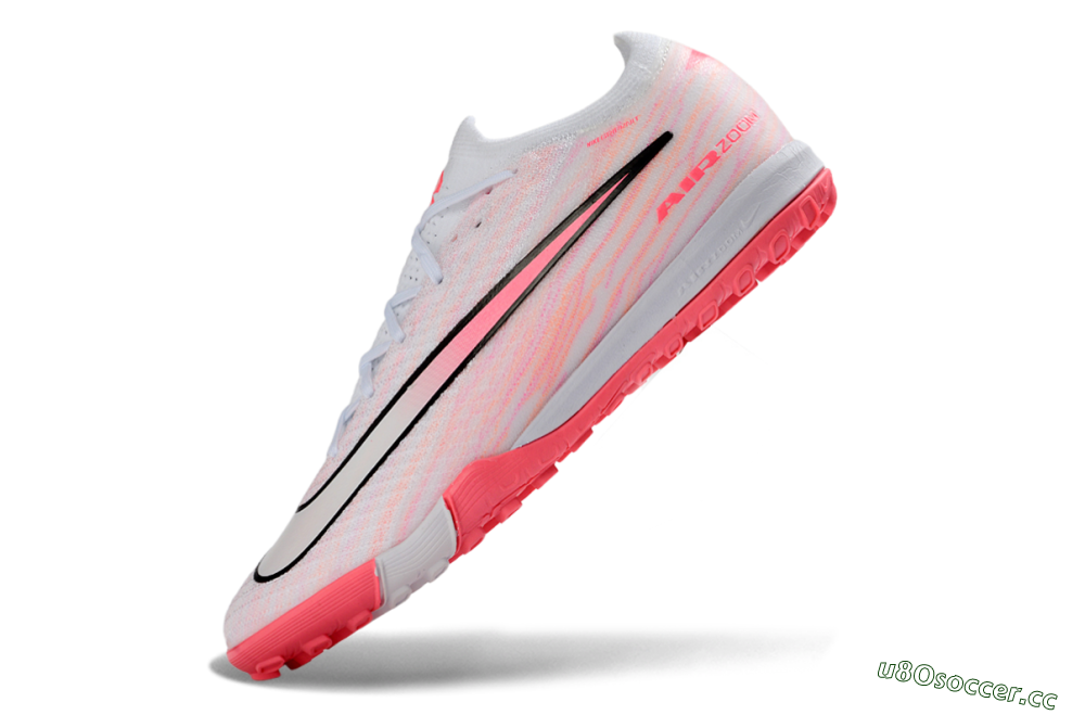 Unisex Nike Air Zoom Mercurial Vapor 16 Elite TF Artificial Turf Low-Tops Football Shoes - White/Pink Blaze/Light Grey 5