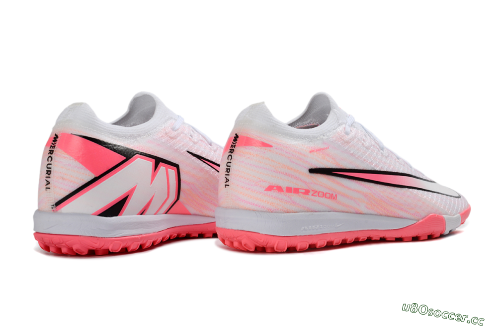 Unisex Nike Air Zoom Mercurial Vapor 16 Elite TF Artificial Turf Low-Tops Football Shoes - White/Pink Blaze/Light Grey 6
