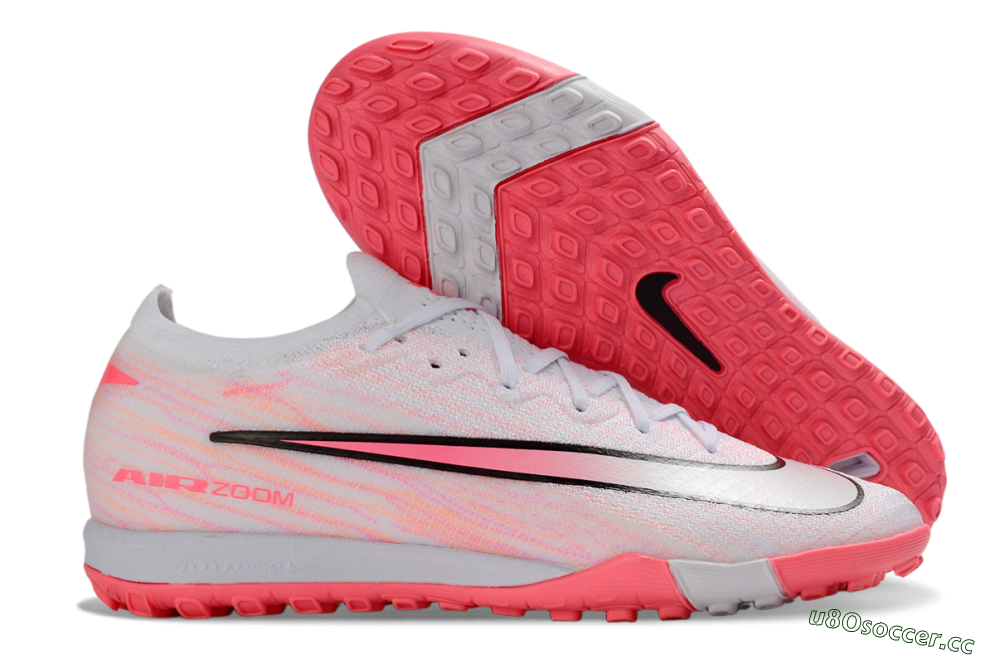 Unisex Nike Air Zoom Mercurial Vapor 16 Elite TF Artificial Turf Low-Tops Football Shoes - White/Pink Blaze/Light Grey 2