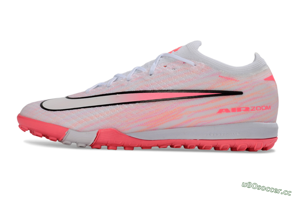 Unisex Nike Air Zoom Mercurial Vapor 16 Elite TF Artificial Turf Low-Tops Football Shoes - White/Pink Blaze/Light Grey 0