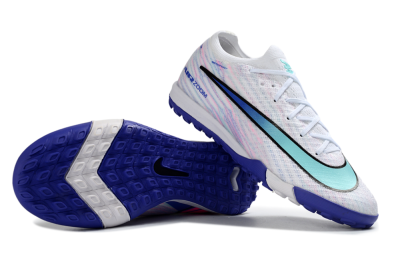 Unisex Nike Air Zoom Mercurial Vapor 16 Elite TF Artificial Turf Low-Tops Football Shoes - White/Aqua Blue/Deep Purple