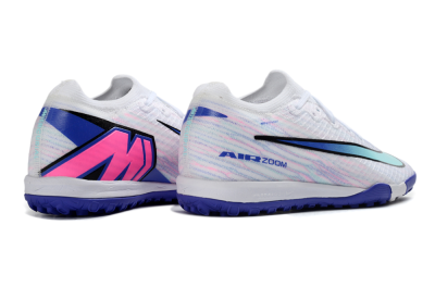 Unisex Nike Air Zoom Mercurial Vapor 16 Elite TF Artificial Turf Low-Tops Football Shoes - White/Aqua Blue/Deep Purple