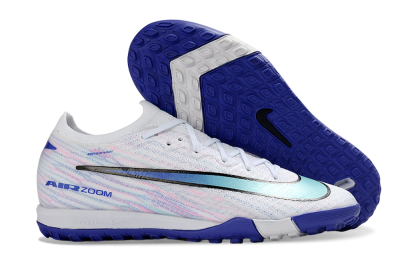 Unisex Nike Air Zoom Mercurial Vapor 16 Elite TF Artificial Turf Low-Tops Football Shoes - White/Aqua Blue/Deep Purple
