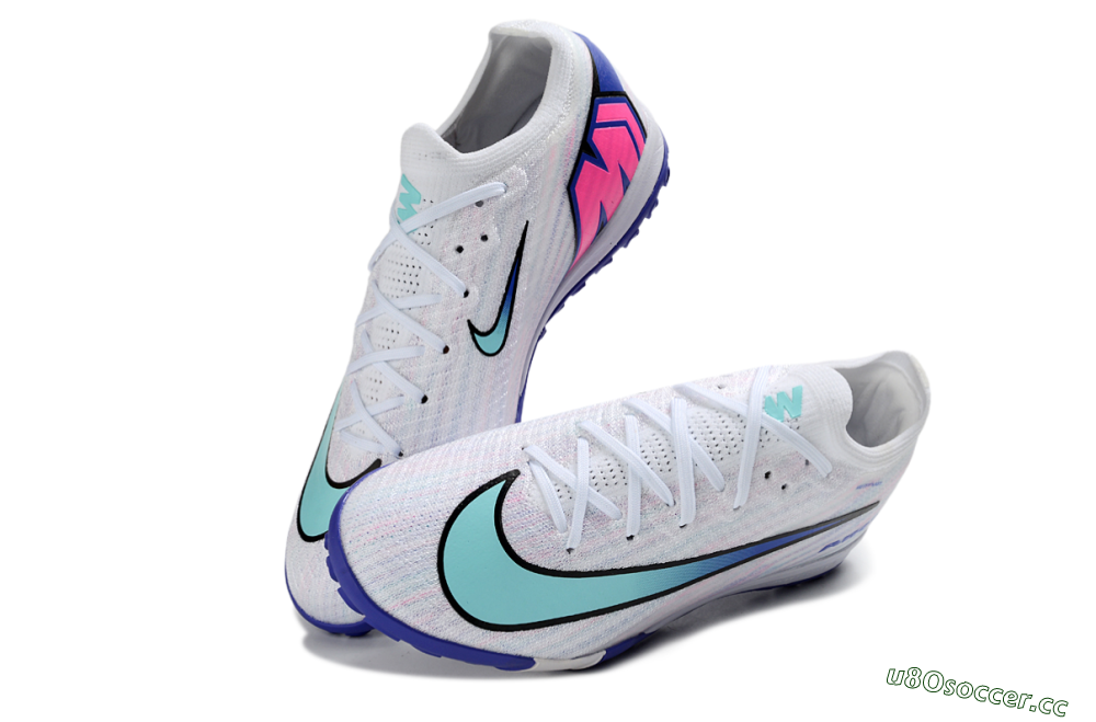 Unisex Nike Air Zoom Mercurial Vapor 16 Elite TF Artificial Turf Low-Tops Football Shoes - White/Aqua Blue/Deep Purple 3