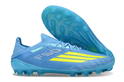 Men's Adidas F50 Elite AG Artificial Grass Low-Tops Football Boots - Blue/Neon Yellow/Light Blue