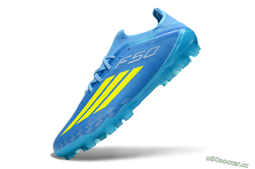 Men's Adidas F50 Elite AG Artificial Grass Low-Tops Football Boots - Blue/Neon Yellow/Light Blue 5