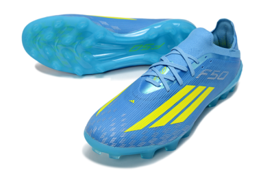 Men's Adidas F50 Elite AG Artificial Grass Low-Tops Football Boots - Blue/Neon Yellow/Light Blue