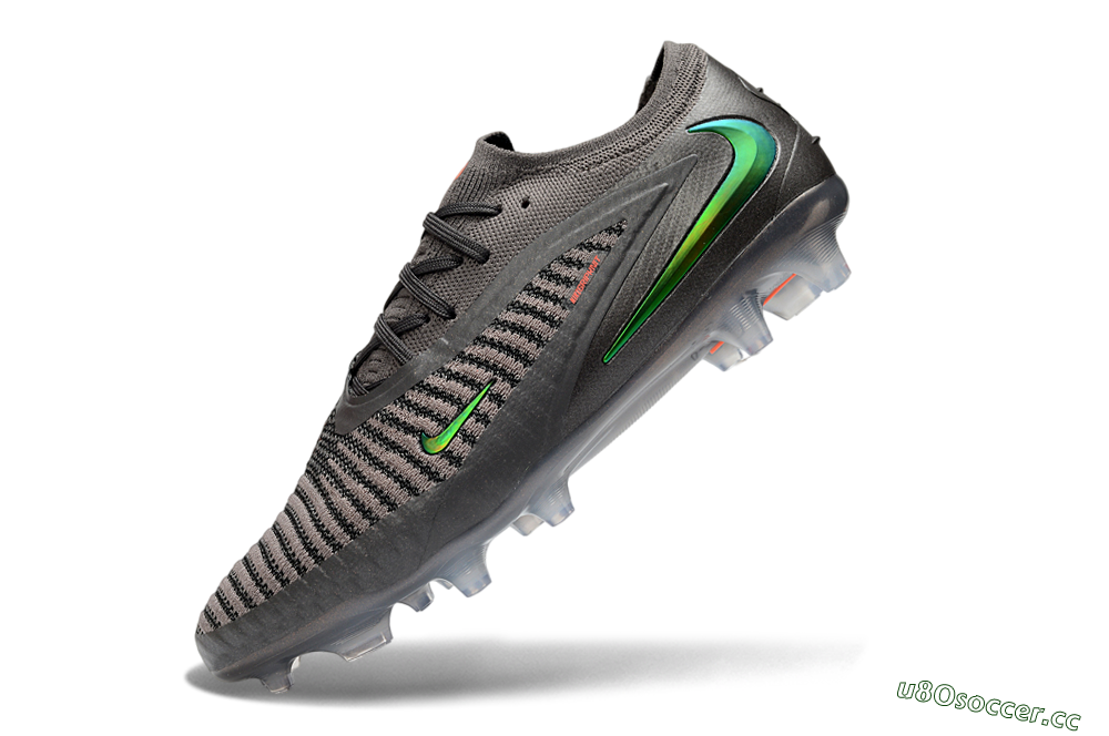 Unisex Nike Phantom 6 Elite Low FG Firm Ground Low-Tops Football Boots - Gray/Emerald Green/Neon Orange 5
