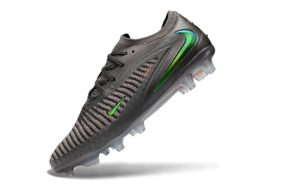 Unisex Nike Phantom 6 Elite Low FG Firm Ground Low-Tops Football Boots - Gray/Emerald Green/Neon Orange