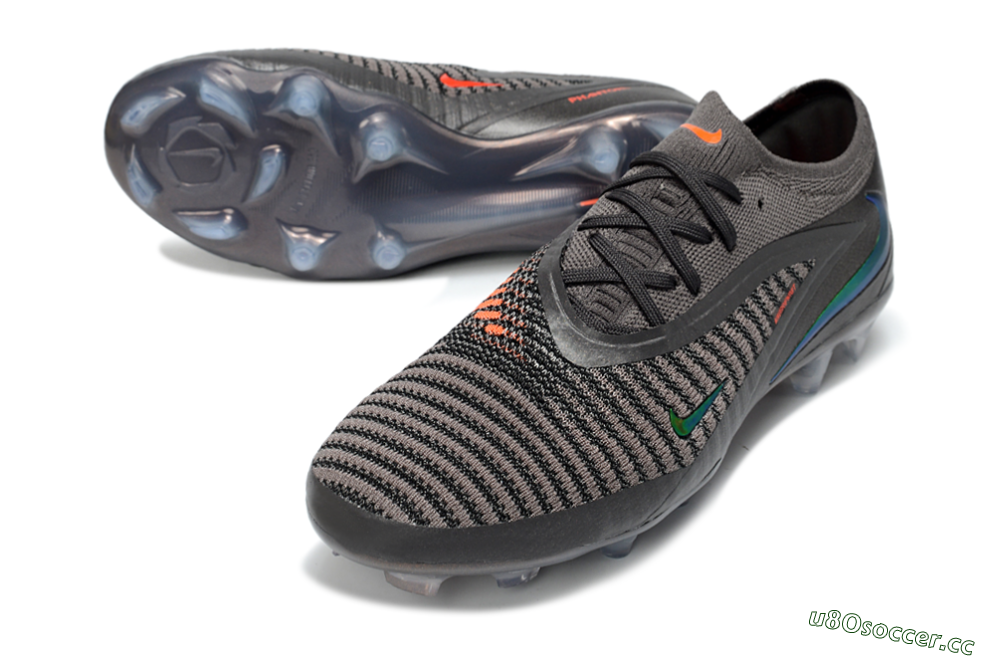 Unisex Nike Phantom 6 Elite Low FG Firm Ground Low-Tops Football Boots - Gray/Emerald Green/Neon Orange 3
