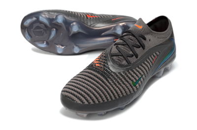 Unisex Nike Phantom 6 Elite Low FG Firm Ground Low-Tops Football Boots - Gray/Emerald Green/Neon Orange