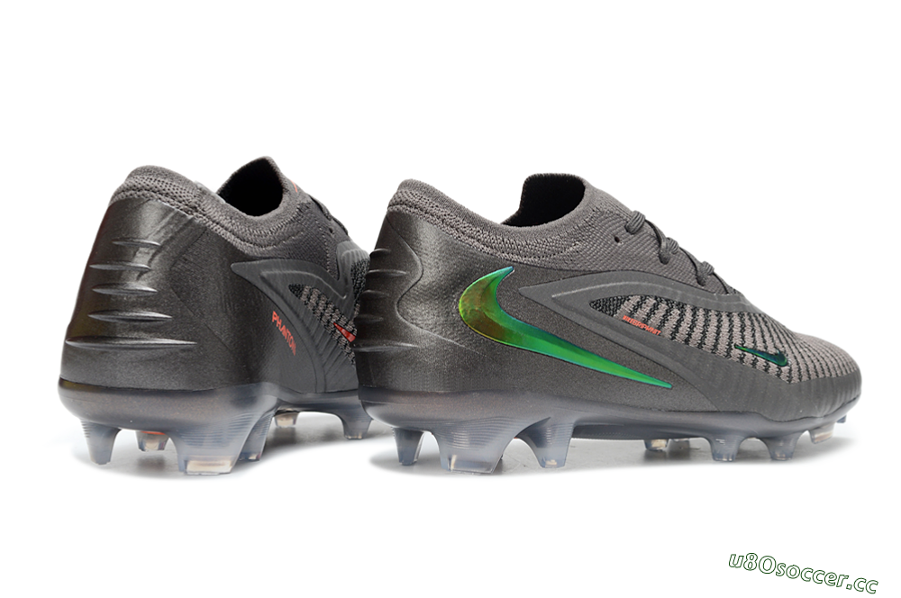 Unisex Nike Phantom 6 Elite Low FG Firm Ground Low-Tops Football Boots - Gray/Emerald Green/Neon Orange 6