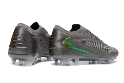 Unisex Nike Phantom 6 Elite Low FG Firm Ground Low-Tops Football Boots - Gray/Emerald Green/Neon Orange