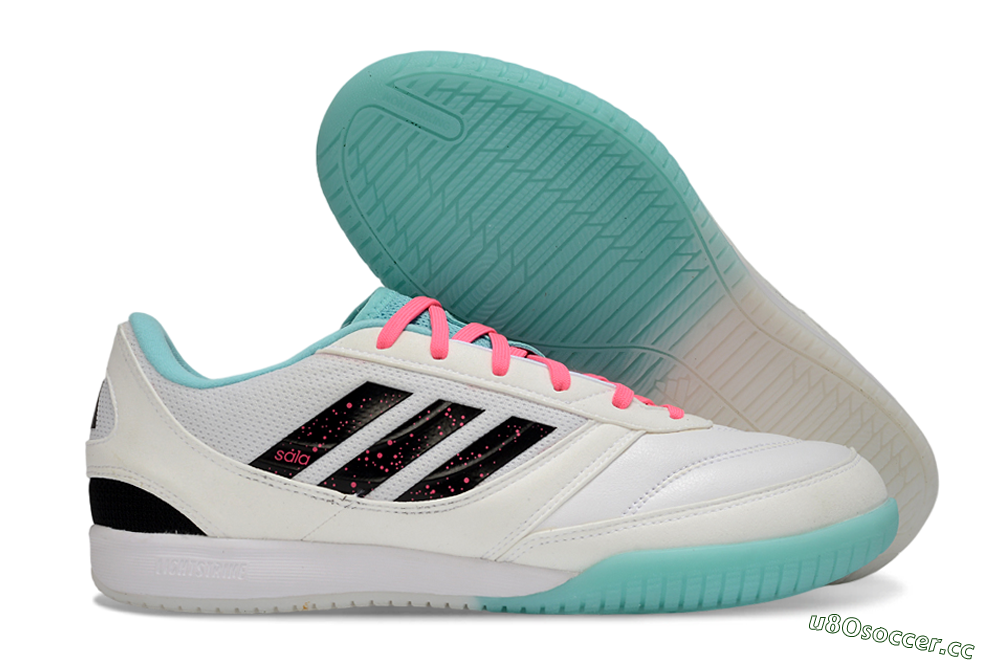 Men's Adidas Top Sala Competition IC Indoor & Futsal Low-Tops Football Shoes - White/Aqua Breeze/Hot Pink 2