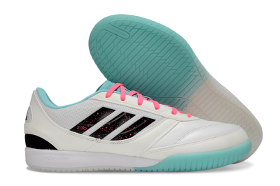 Men's Adidas Top Sala Competition IC Indoor & Futsal Low-Tops Football Shoes - White/Aqua Breeze/Hot Pink
