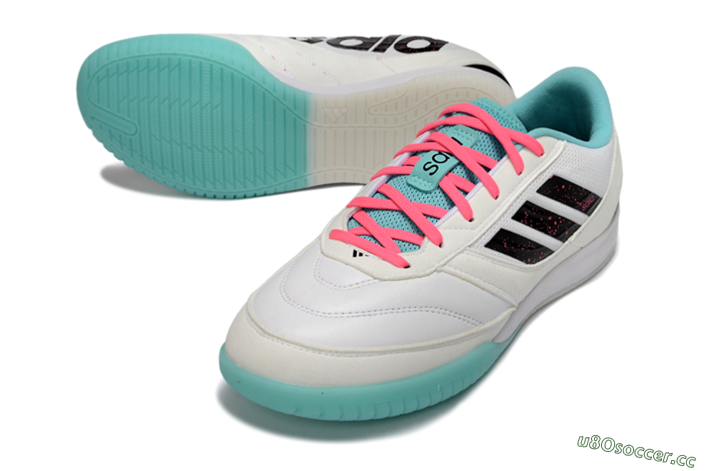 Men's Adidas Top Sala Competition IC Indoor & Futsal Low-Tops Football Shoes - White/Aqua Breeze/Hot Pink 3