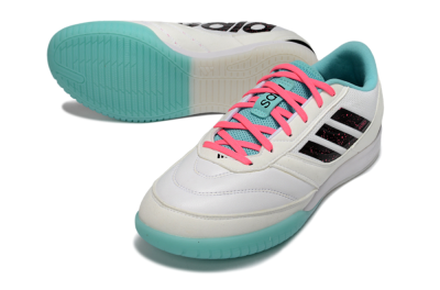 Men's Adidas Top Sala Competition IC Indoor & Futsal Low-Tops Football Shoes - White/Aqua Breeze/Hot Pink