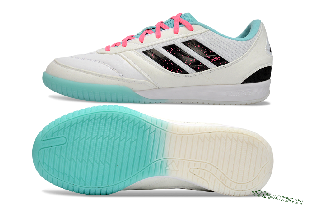 Men's Adidas Top Sala Competition IC Indoor & Futsal Low-Tops Football Shoes - White/Aqua Breeze/Hot Pink 1