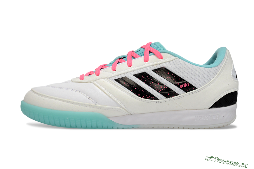Men's Adidas Top Sala Competition IC Indoor & Futsal Low-Tops Football Shoes - White/Aqua Breeze/Hot Pink 0