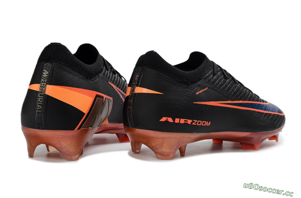 Unisex Nike Air Zoom Mercurial Vapor 16 Elite FG Firm Ground Low-Tops Football Boots - Black/Flame Orange/Neon Green 6