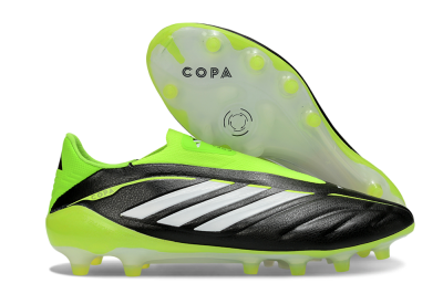 Men's Adidas Copa Pure 4 Elite Laceless FG Firm Ground Low-Tops Football Boots - Black/Neon Green/White
