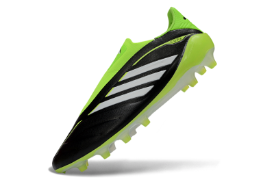 Men's Adidas Copa Pure 4 Elite Laceless FG Firm Ground Low-Tops Football Boots - Black/Neon Green/White