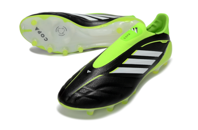 Men's Adidas Copa Pure 4 Elite Laceless FG Firm Ground Low-Tops Football Boots - Black/Neon Green/White