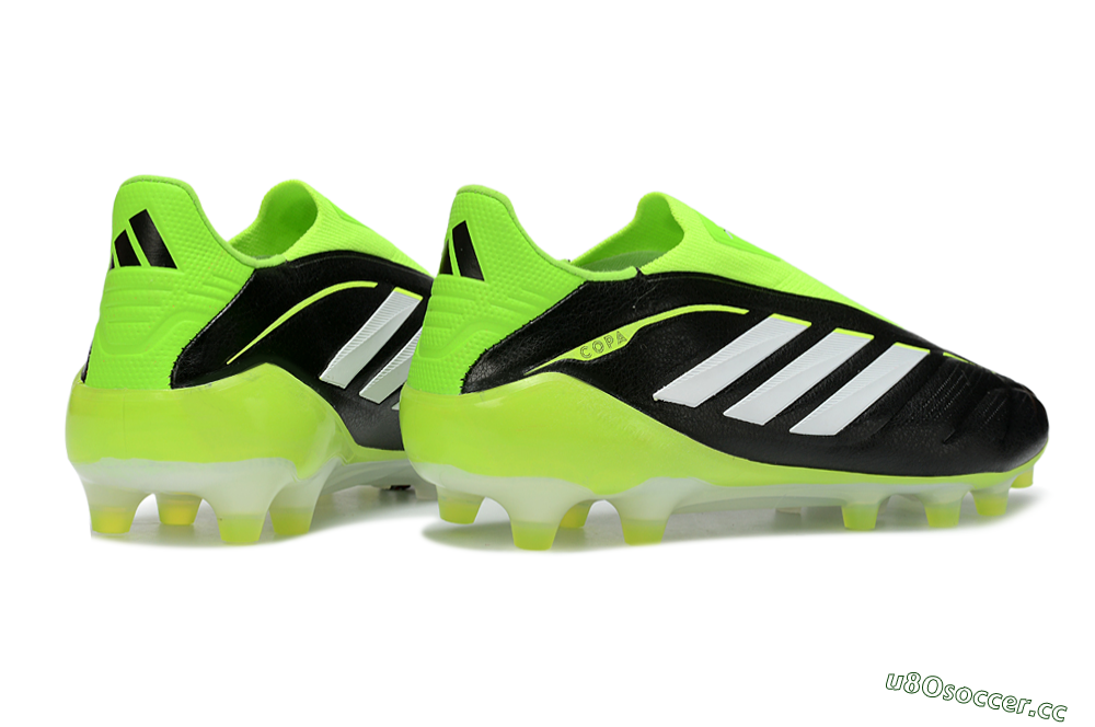 Men's Adidas Copa Pure 4 Elite Laceless FG Firm Ground Low-Tops Football Boots - Black/Neon Green/White 6