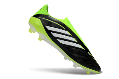 Men's Adidas Copa Pure 4 Elite Laceless FG Firm Ground Low-Tops Football Boots - Black/Neon Green/White