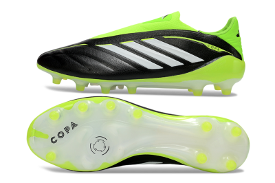 Men's Adidas Copa Pure 4 Elite Laceless FG Firm Ground Low-Tops Football Boots - Black/Neon Green/White
