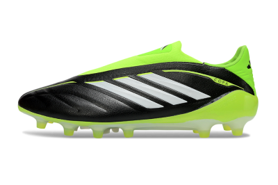 Men's Adidas Copa Pure 4 Elite Laceless FG Firm Ground Low-Tops Football Boots - Black/Neon Green/White