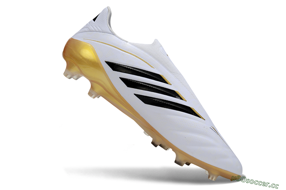 Men's Adidas Copa Pure 4 Elite Laceless FG Firm Ground Low-Tops Football Boots - White/Black/Gold 4