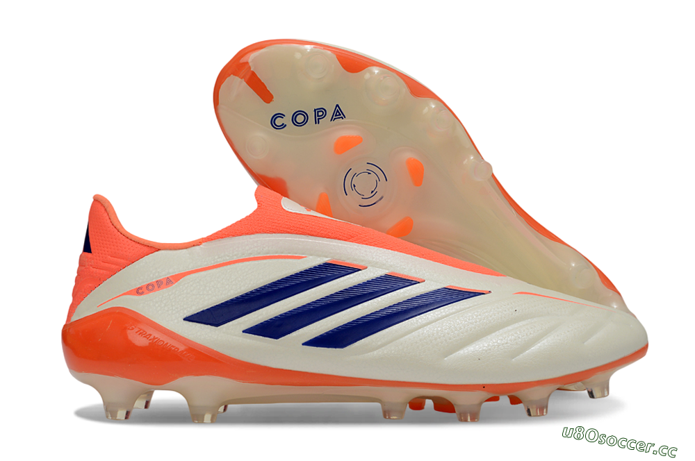 Men's Adidas Copa Pure 4 Elite Laceless FG Firm Ground Low-Tops Football Boots - Orange/Vibrant Orange/Deep Blue 2