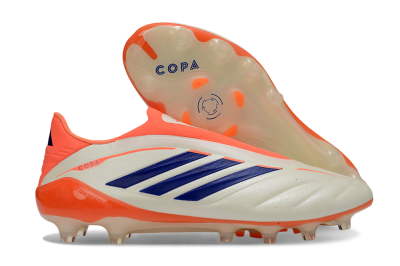 Men's Adidas Copa Pure 4 Elite Laceless FG Firm Ground Low-Tops Football Boots - Orange/Vibrant Orange/Deep Blue