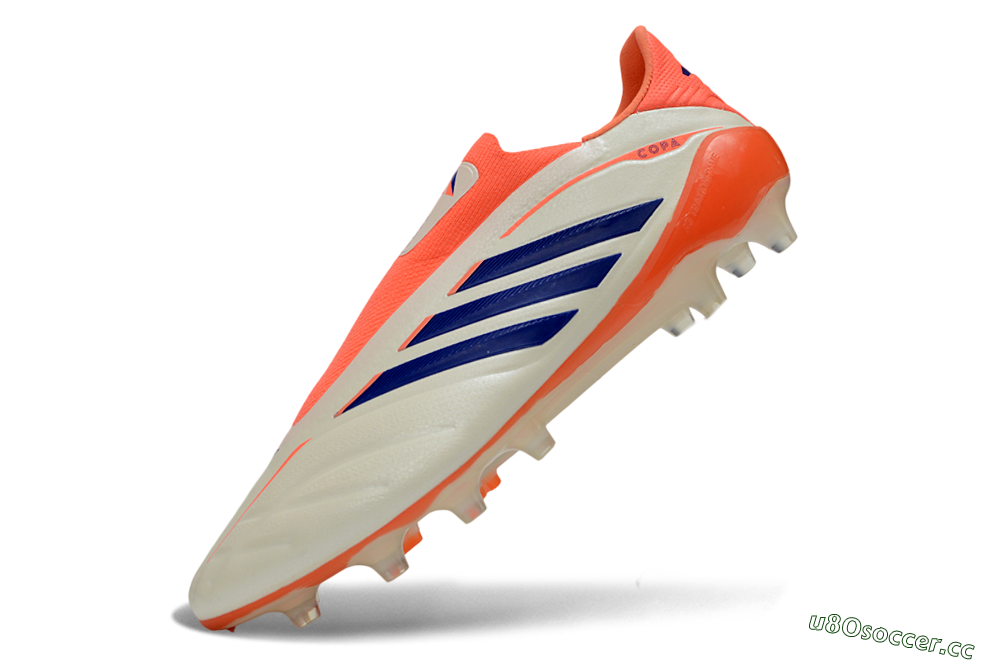 Men's Adidas Copa Pure 4 Elite Laceless FG Firm Ground Low-Tops Football Boots - Orange/Vibrant Orange/Deep Blue 5