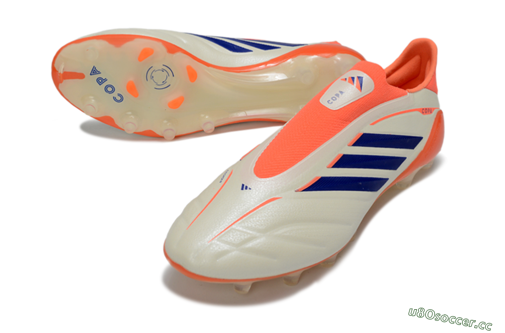 Men's Adidas Copa Pure 4 Elite Laceless FG Firm Ground Low-Tops Football Boots - Orange/Vibrant Orange/Deep Blue 3