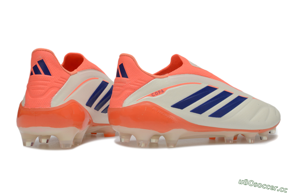 Men's Adidas Copa Pure 4 Elite Laceless FG Firm Ground Low-Tops Football Boots - Orange/Vibrant Orange/Deep Blue 6