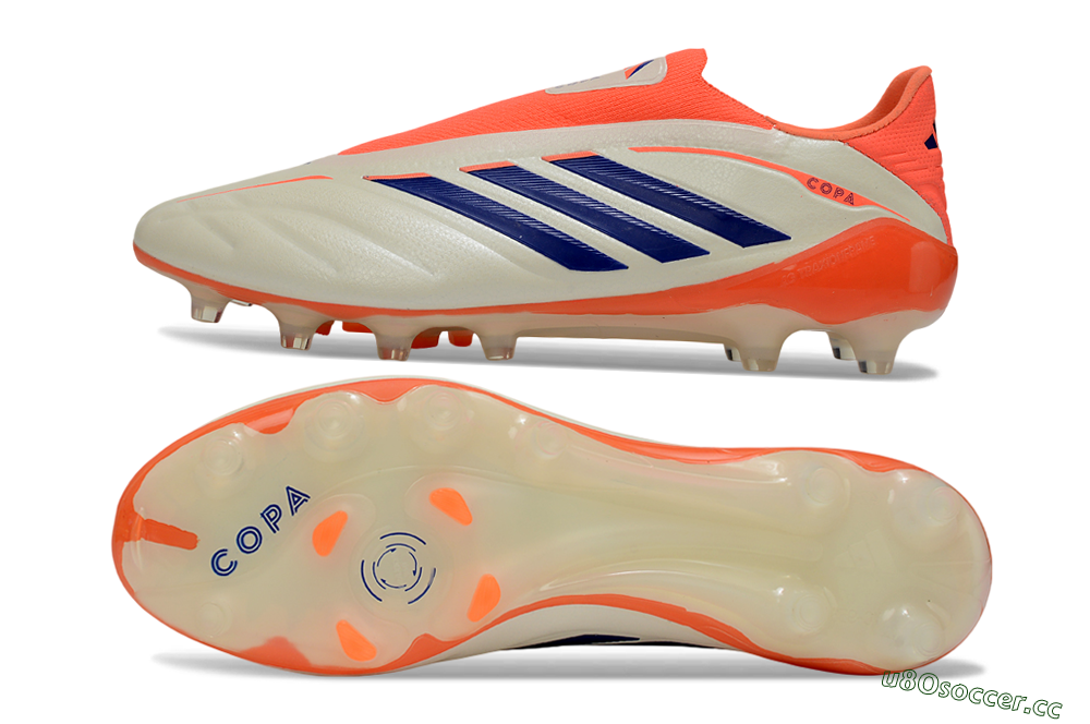 Men's Adidas Copa Pure 4 Elite Laceless FG Firm Ground Low-Tops Football Boots - Orange/Vibrant Orange/Deep Blue 1