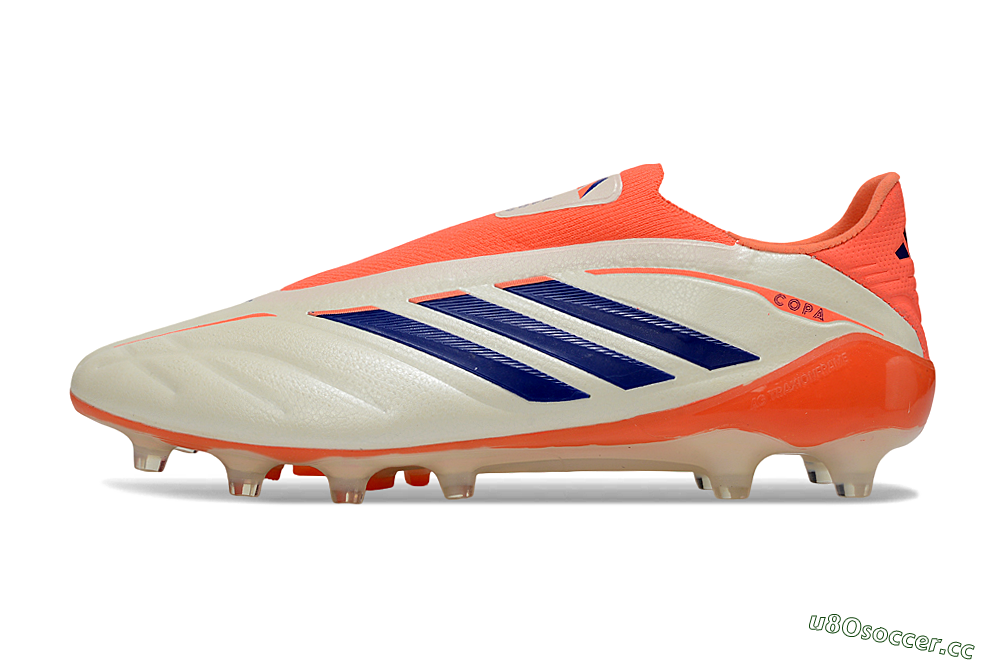 Men's Adidas Copa Pure 4 Elite Laceless FG Firm Ground Low-Tops Football Boots - Orange/Vibrant Orange/Deep Blue 0