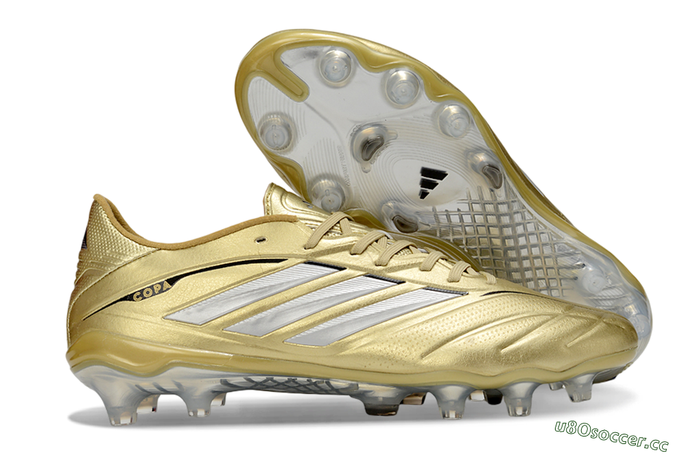 Men's Adidas Copa Pure 4 Elite FG Firm Ground Low-Tops Football Boots - Gold/Metallic Gold/Silver 2