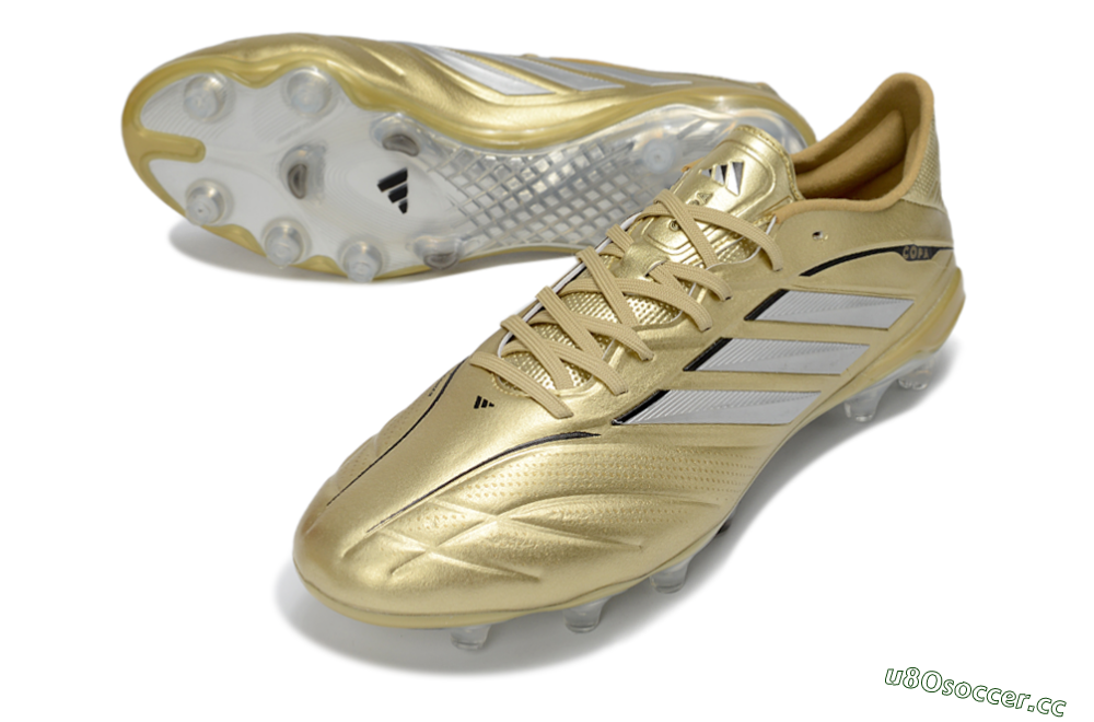 Men's Adidas Copa Pure 4 Elite FG Firm Ground Low-Tops Football Boots - Gold/Metallic Gold/Silver 3