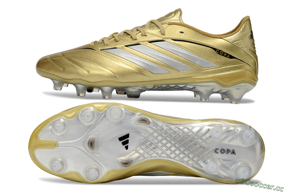 Men's Adidas Copa Pure 4 Elite FG Firm Ground Low-Tops Football Boots - Gold/Metallic Gold/Silver 1