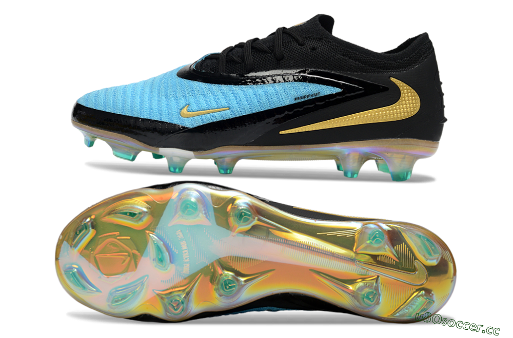 Unisex Nike Phantom 6 Elite Low FG Firm Ground Low-Tops Football Boots - Teal/Gold/Black 1