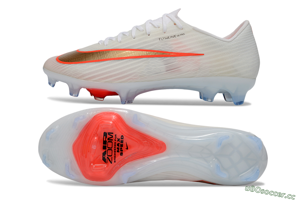 Men's Nike Air Zoom Mercurial Superfly 11 FG Firm Ground Low-Tops Football Boots - White/Bright Orange/Gold Metallic 1