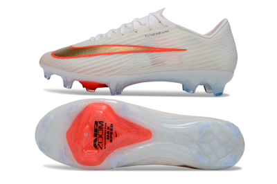 Men's Nike Air Zoom Mercurial Superfly 11 FG Firm Ground Low-Tops Football Boots - White/Bright Orange/Gold Metallic