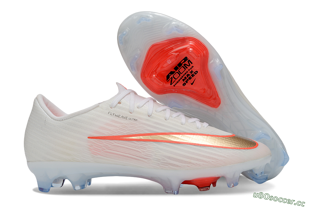 Men's Nike Air Zoom Mercurial Superfly 11 FG Firm Ground Low-Tops Football Boots - White/Bright Orange/Gold Metallic 2