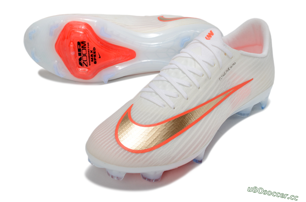Men's Nike Air Zoom Mercurial Superfly 11 FG Firm Ground Low-Tops Football Boots - White/Bright Orange/Gold Metallic 3